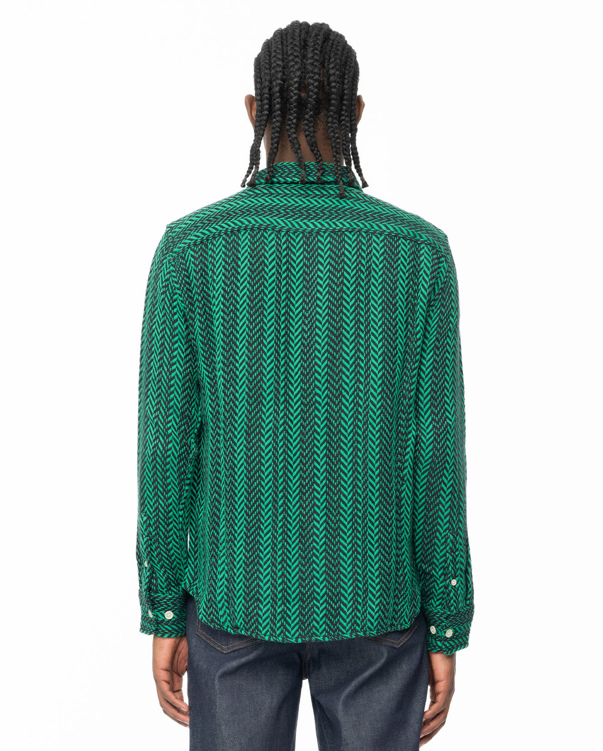 Acid Plaid Striped Long Sleeve Shirt - Green