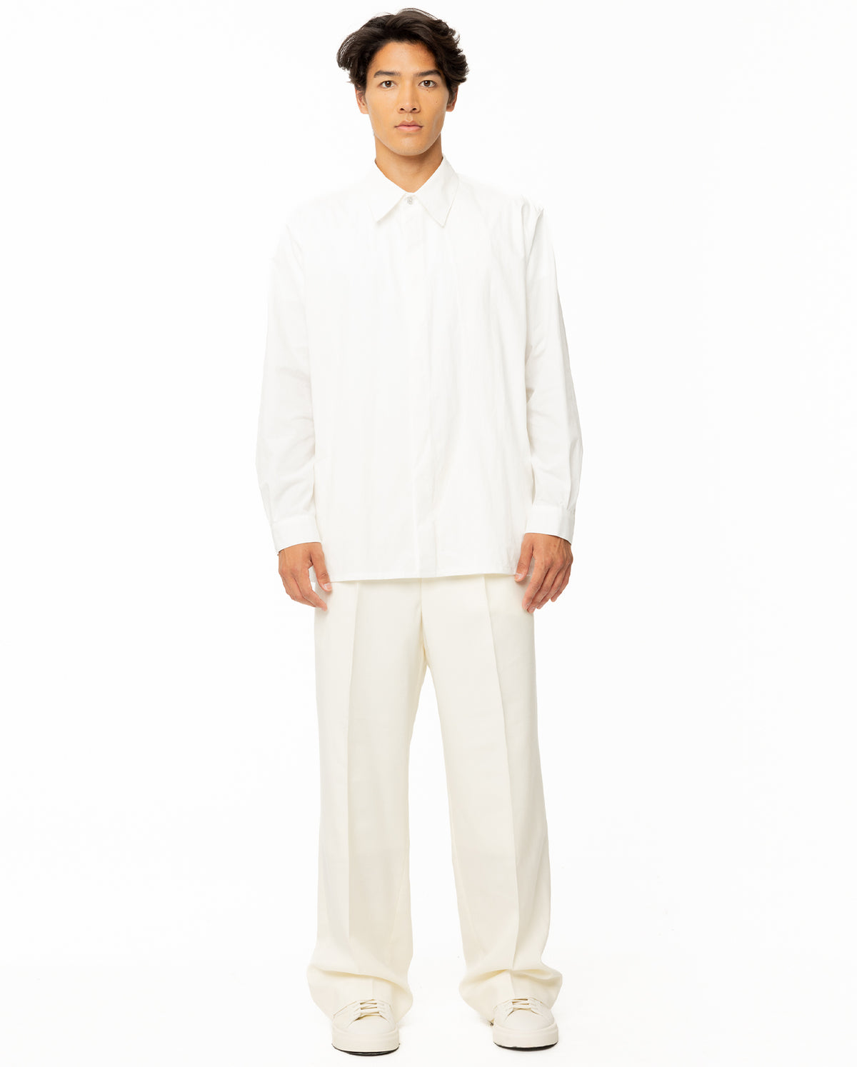 Straight Fit Wool Trouser - Ivory