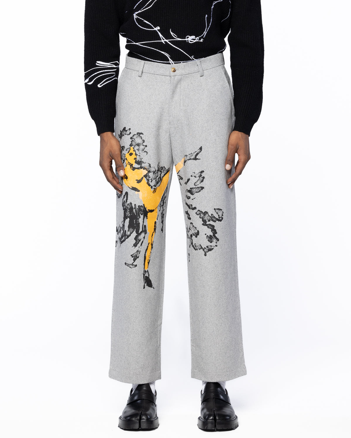 Trouser With Dancer Print - Grey