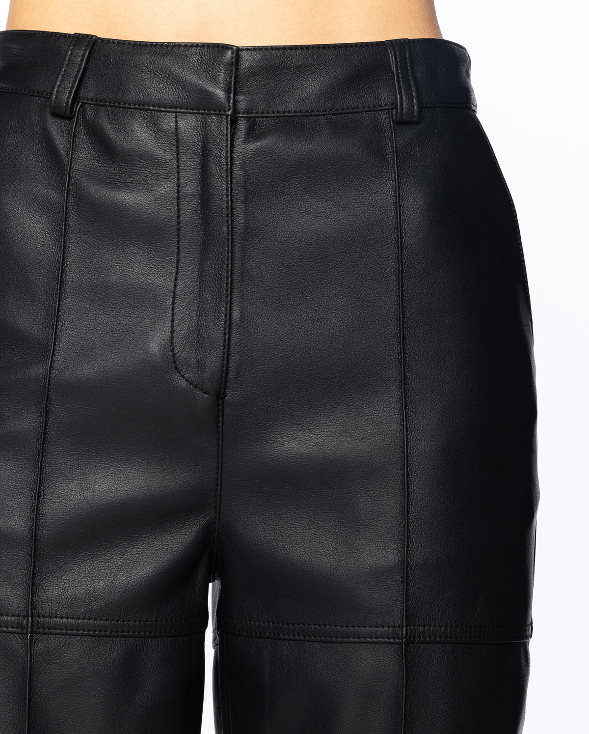 Faux Leather Straight Fit Pants - Black