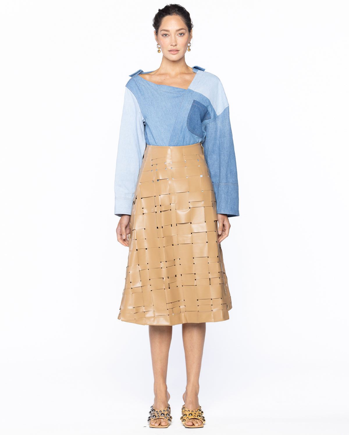 Weaved Eco Vegan Leather Skirt