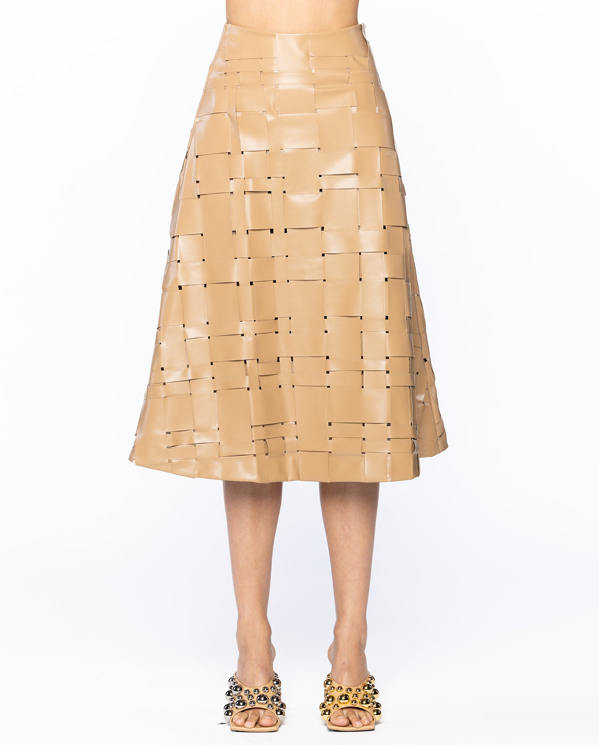 Weaved Eco Vegan Leather Skirt