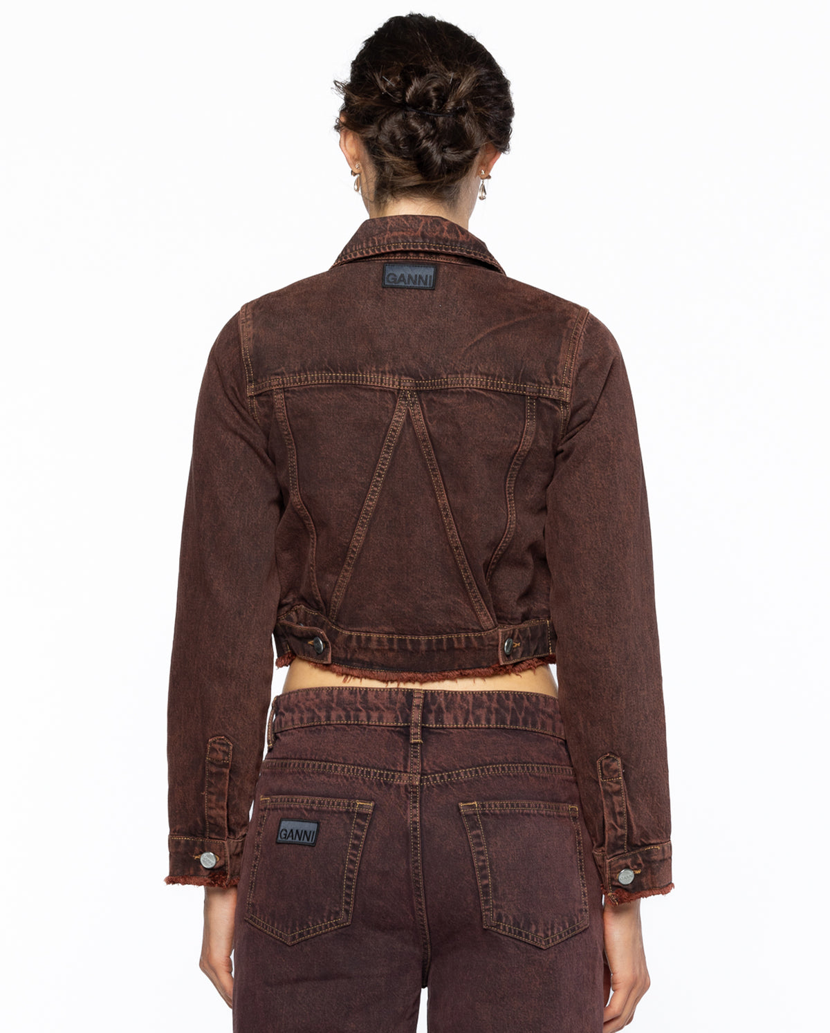 Overdyed Bleach Denim Cropped Jacket - Shaved Chocolate