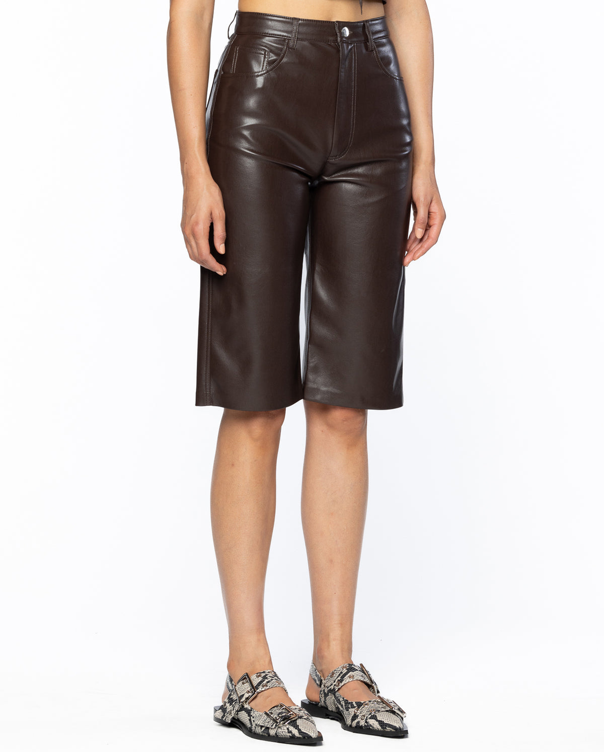Nampeyo Okobor™ Alt-Leather Shorts - Coffee Ground