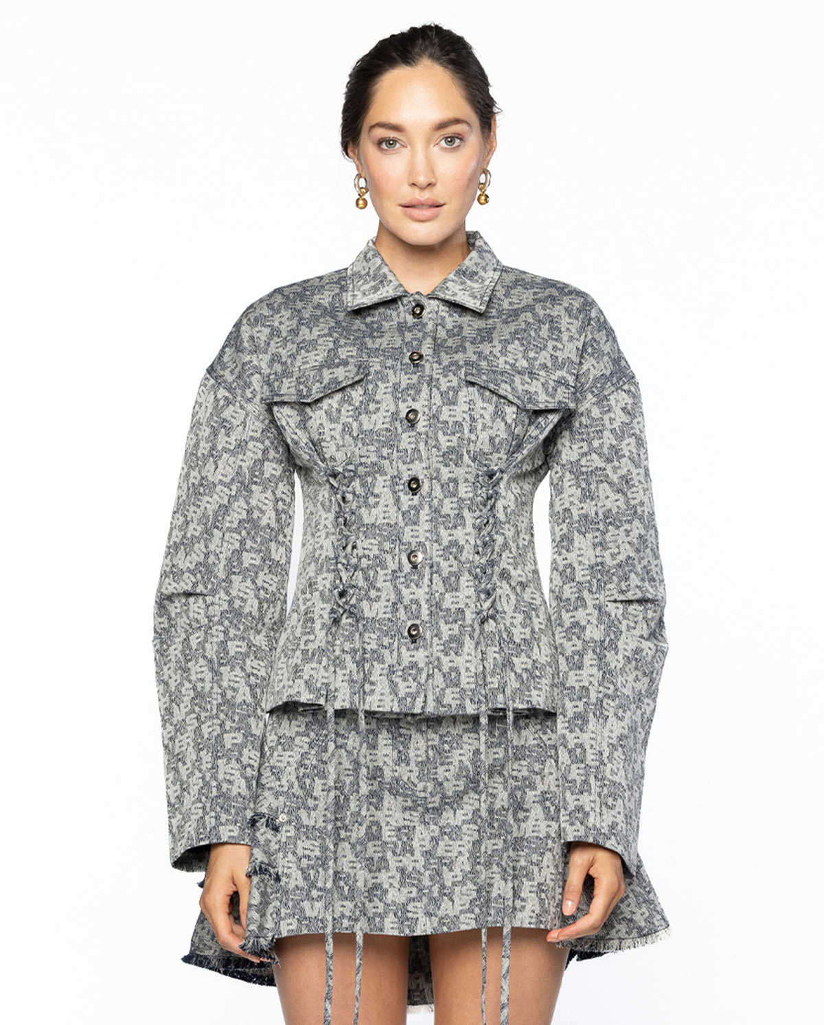 PV Jacquard Laced Cocoon Jacket