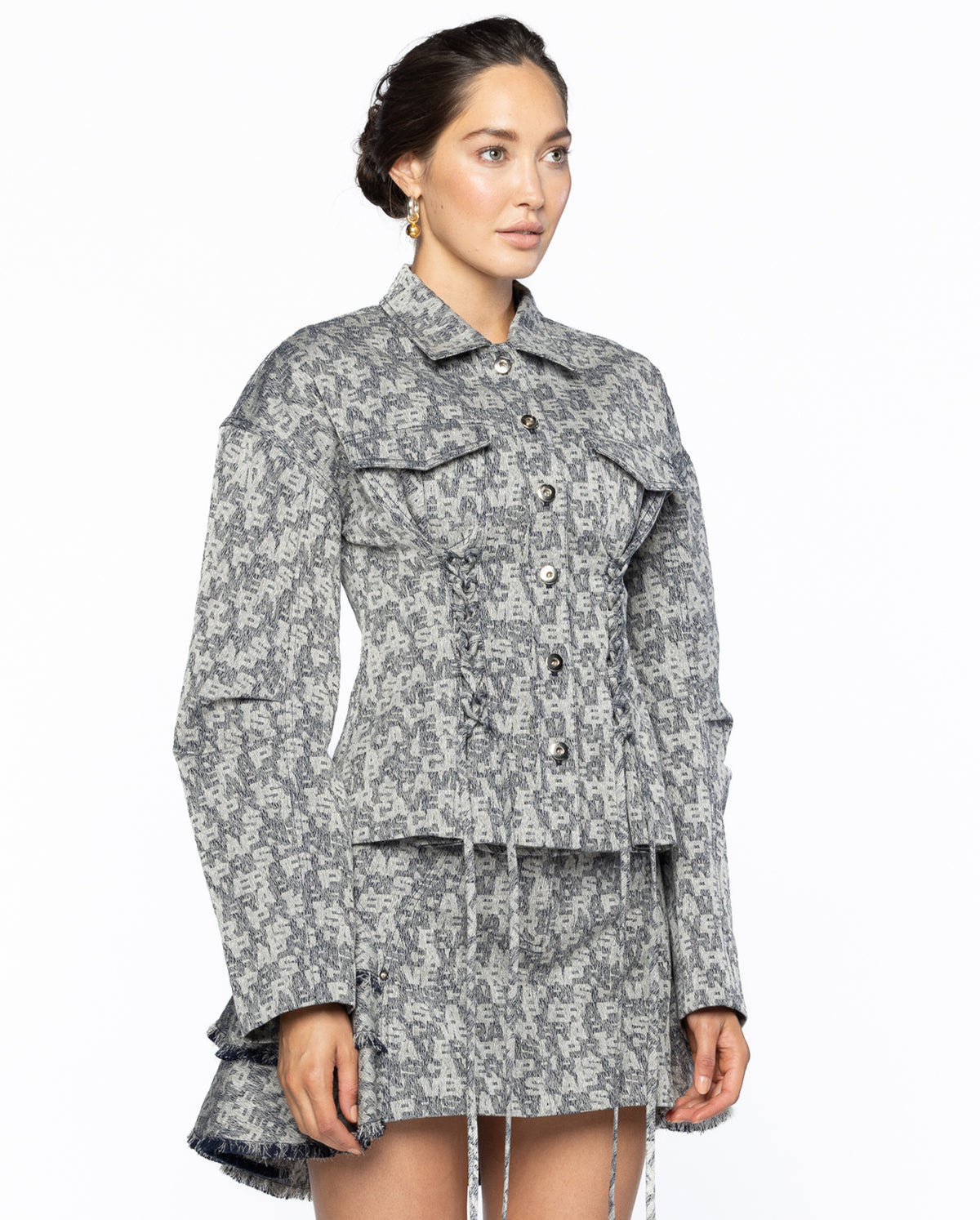 PV Jacquard Laced Cocoon Jacket