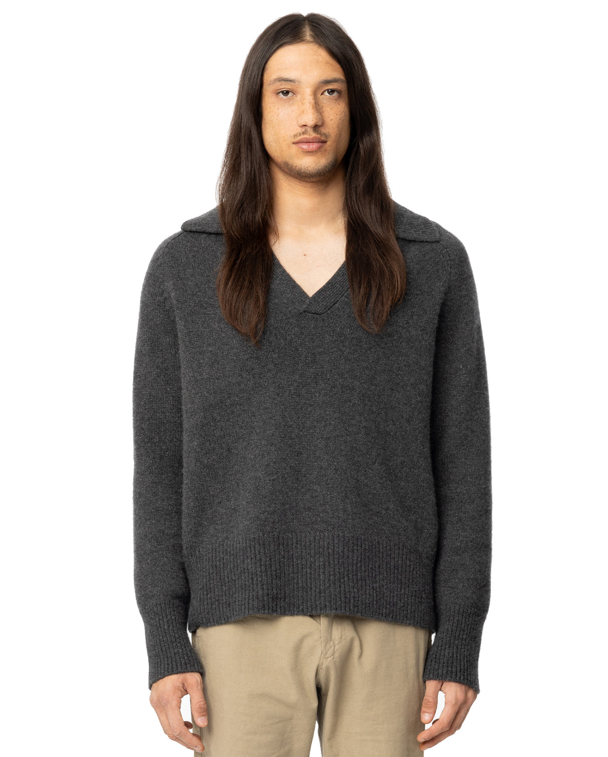 Mr Clifton Gate V-Neck Sweater - Charcoal