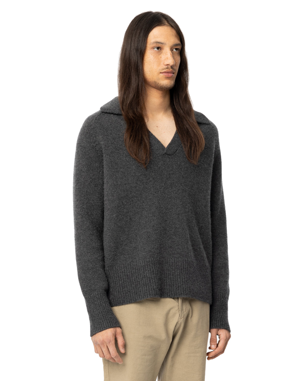 Mr Clifton Gate V-Neck Sweater - Charcoal