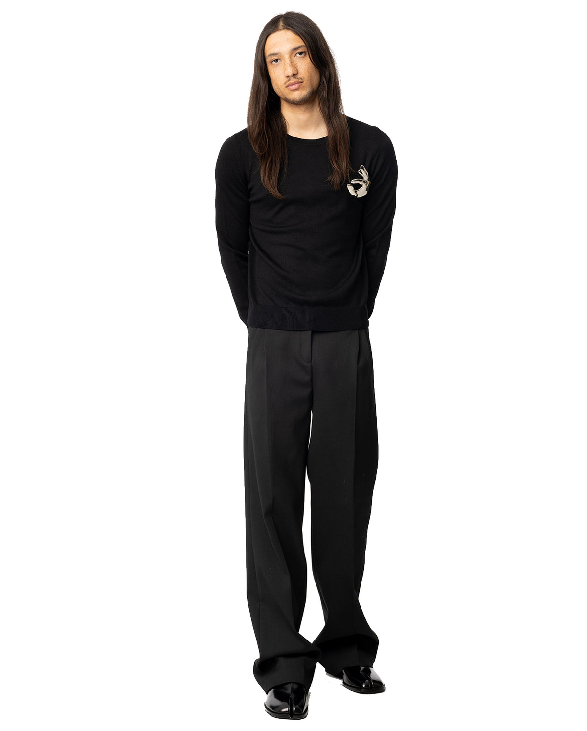 Low Rise Loose Tailored Trousers - Black