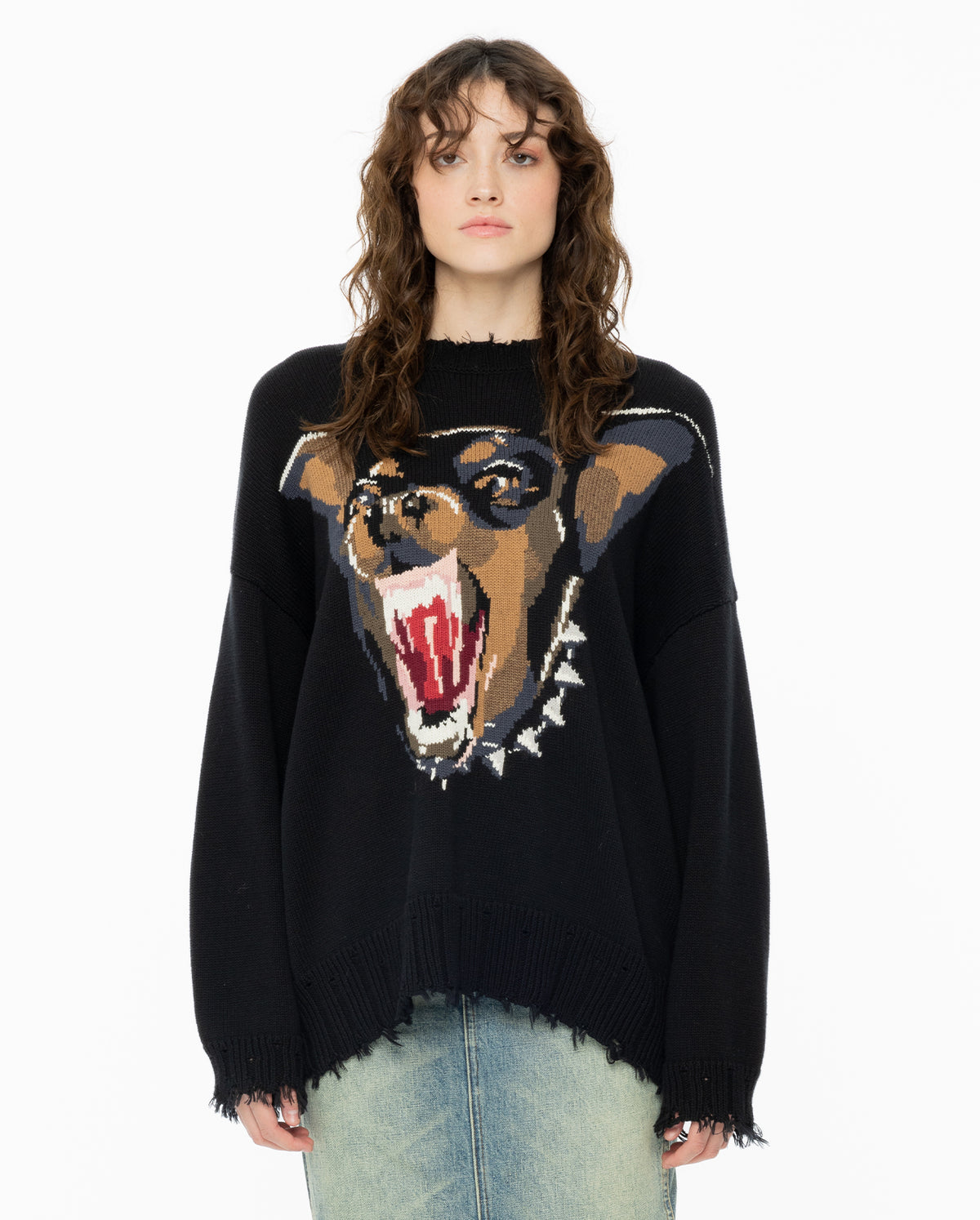 Angry Chihuahua Oversized Sweater - Black