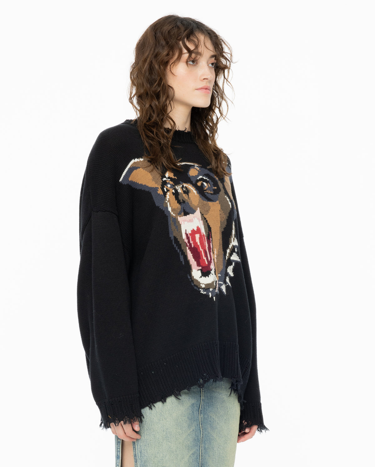 Angry Chihuahua Oversized Sweater - Black