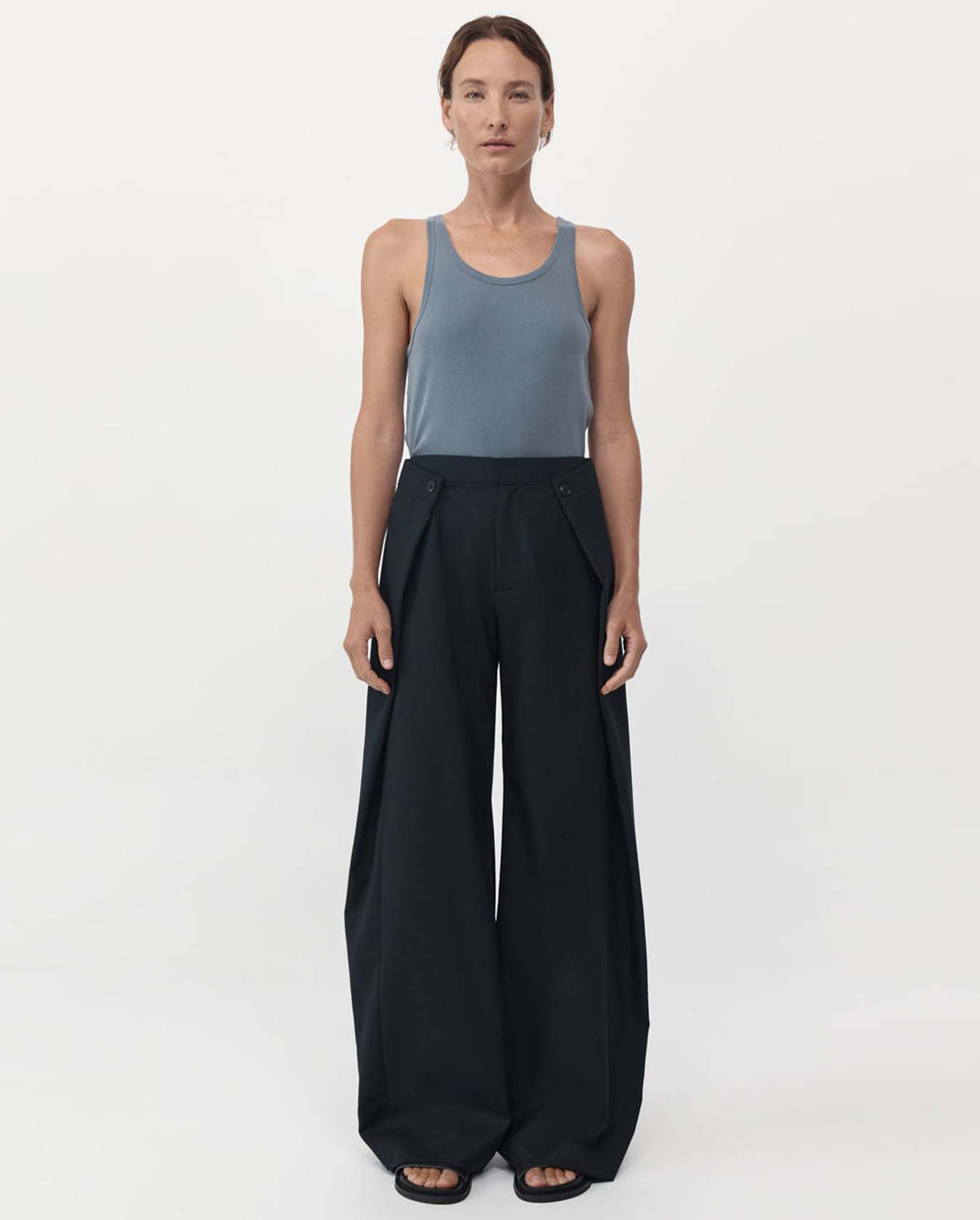 Fold Detail Trousers - Black