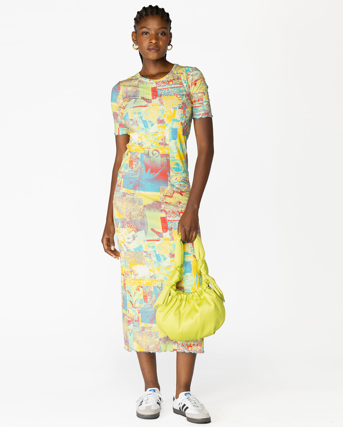 Printed Rib Jersey Maxi Dress - Multicolour