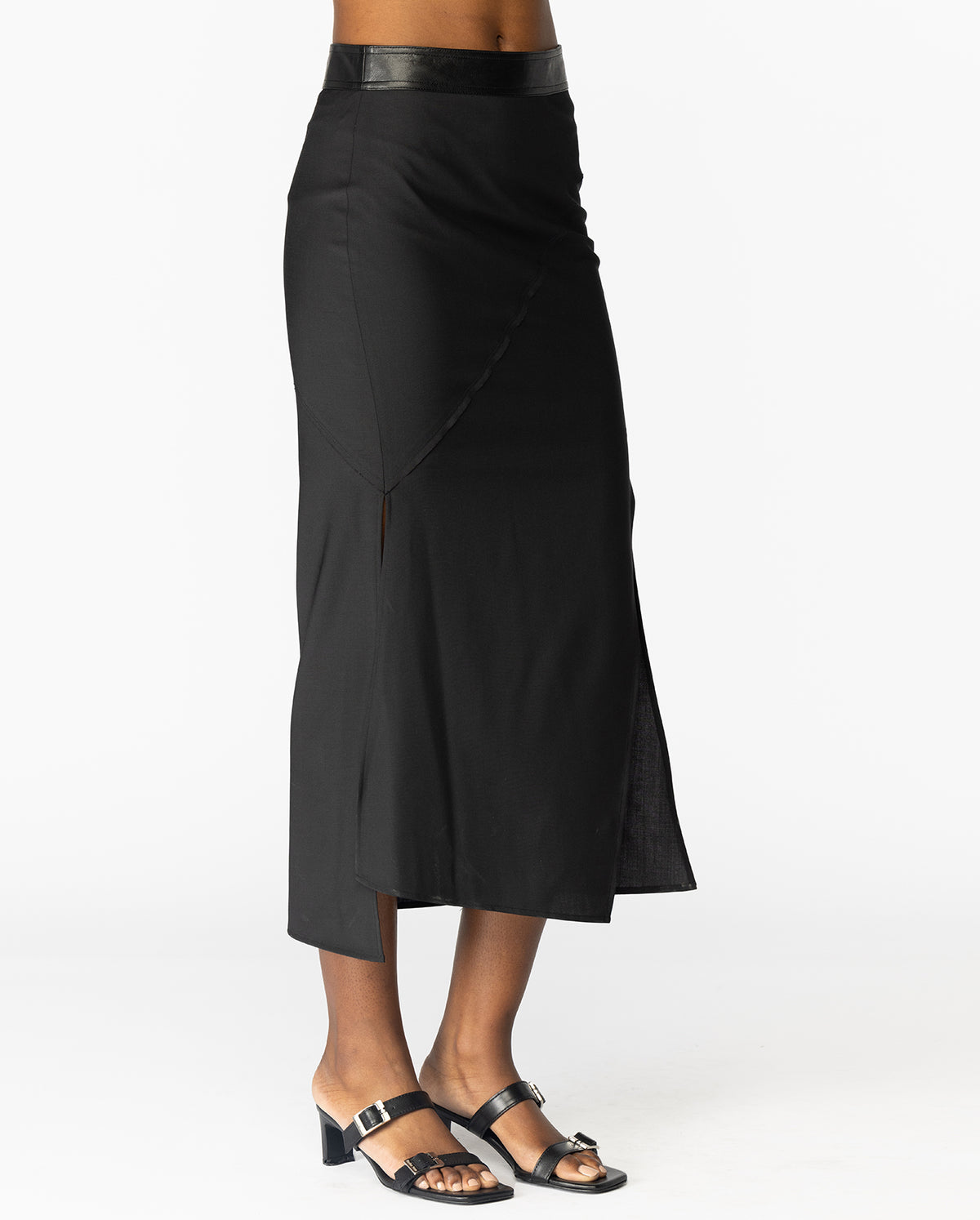 Seamed Wool Skirt - Black