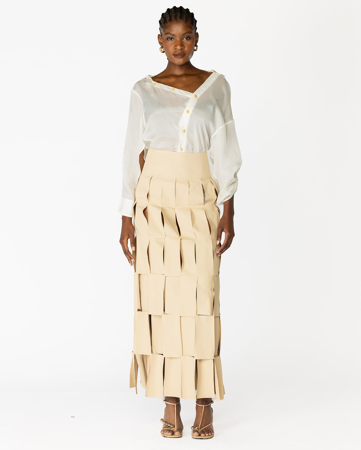Maxi Multi Rectangle Double-Layered Skirt
