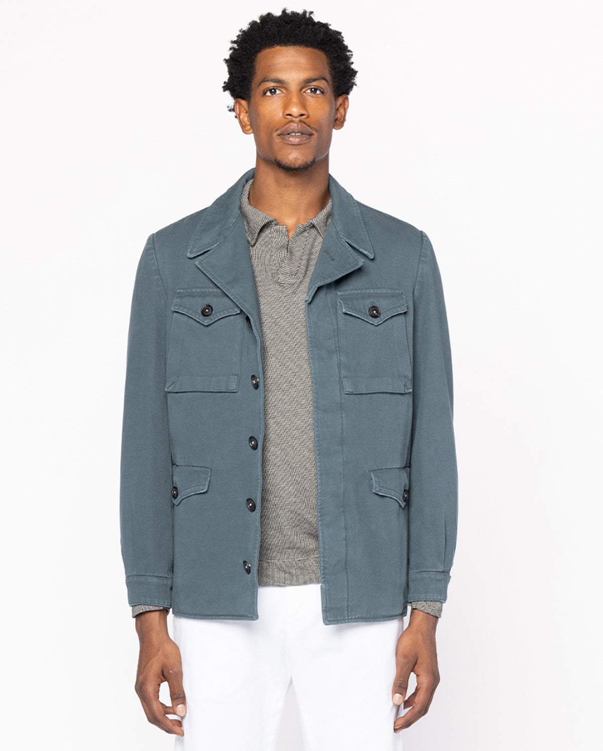Field Military Jacket With Flap Pockets - Moon Rock