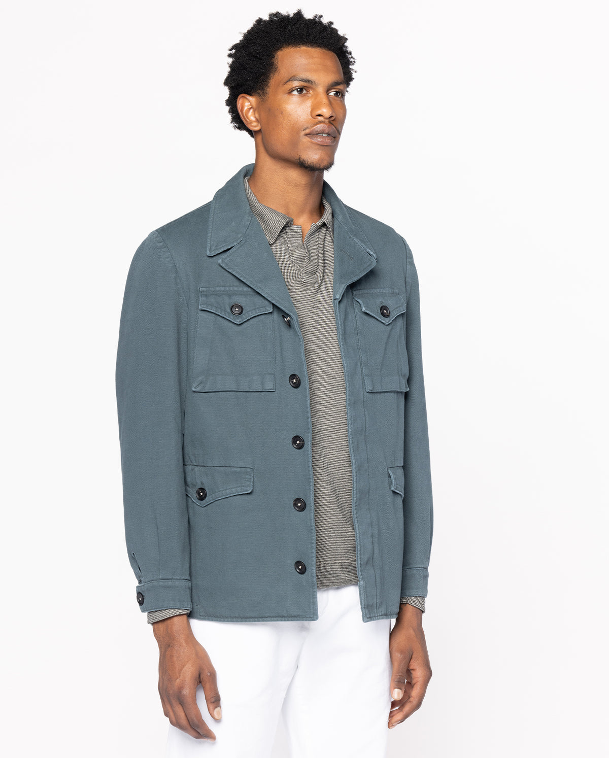 Field Military Jacket With Flap Pockets - Moon Rock