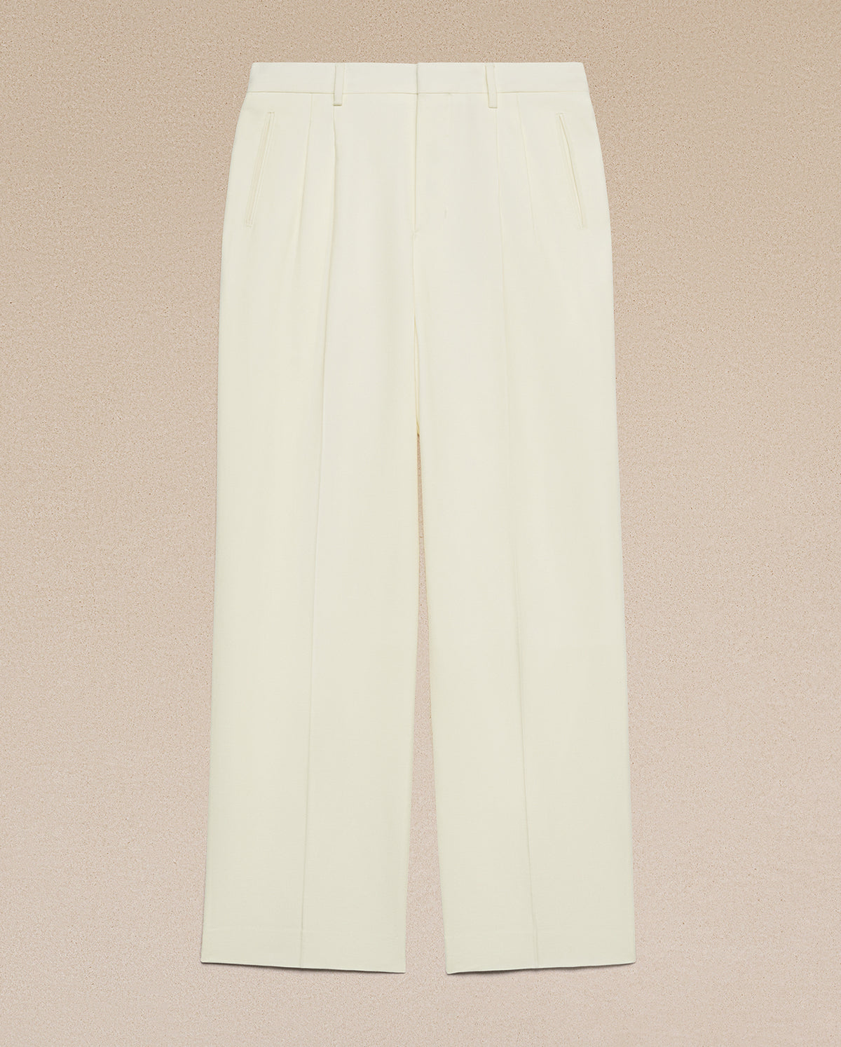 Straight Fit Wool Trouser - Ivory