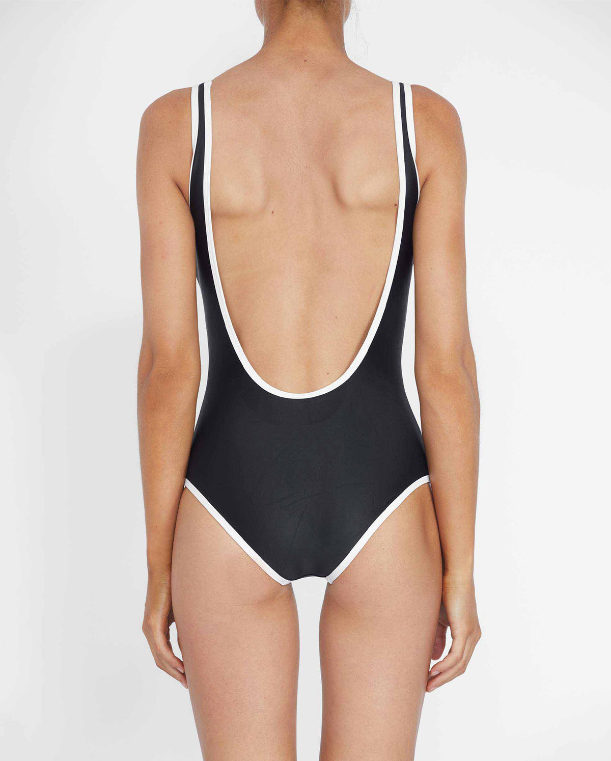 Backless Duo One Piece - Black & White Contrast