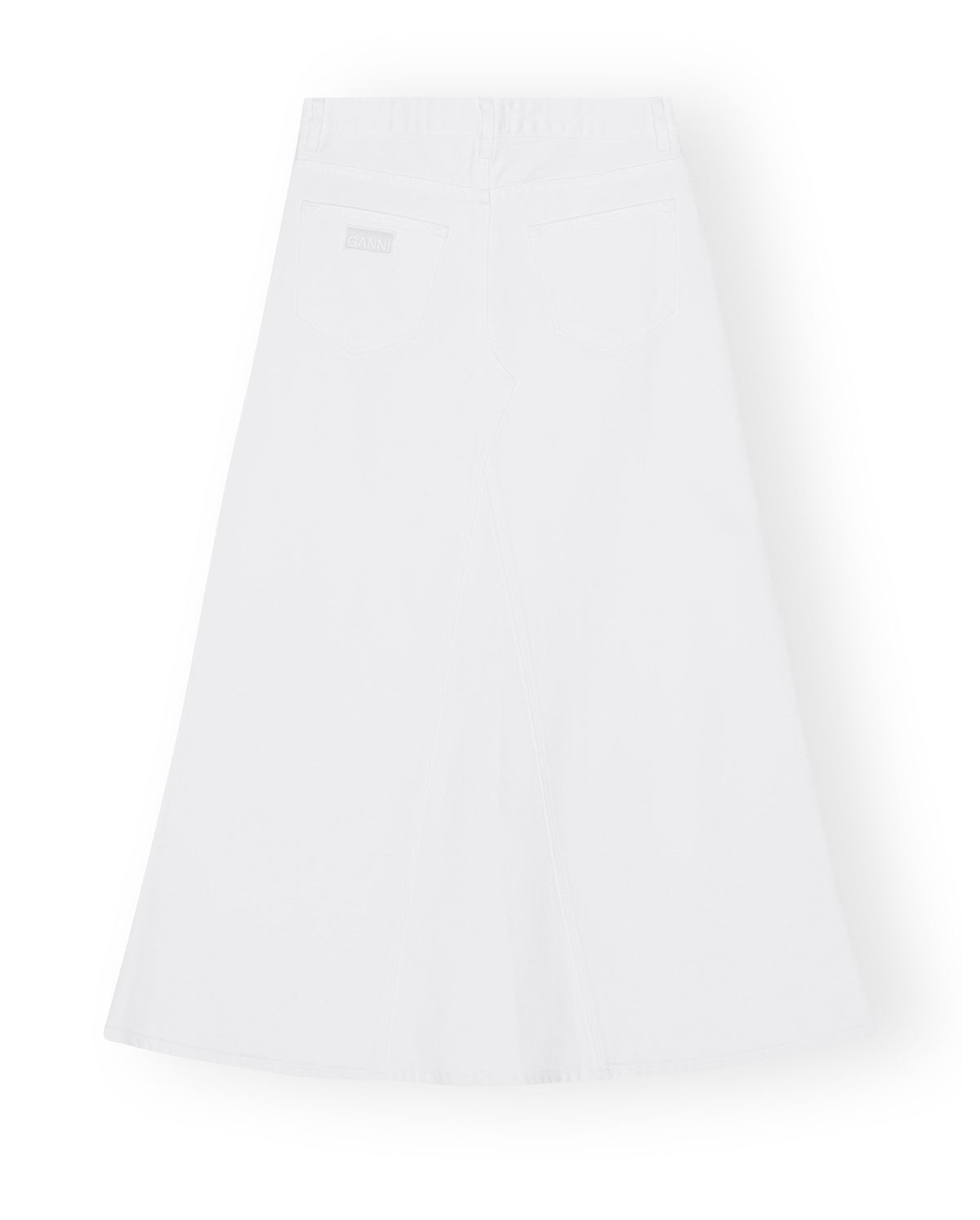White Denim Double Fly Maxi Skirt - Bright White