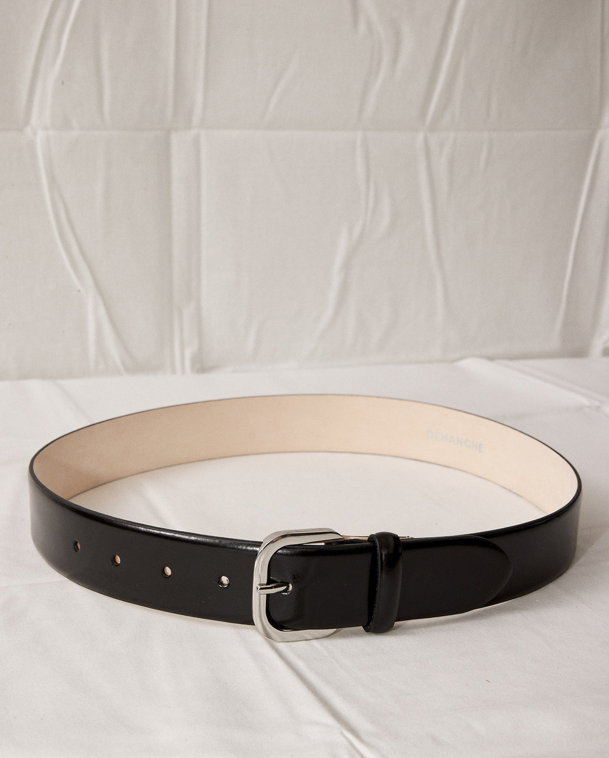 Jeanne Semi-Gloss Leather Belt - Black/Silver