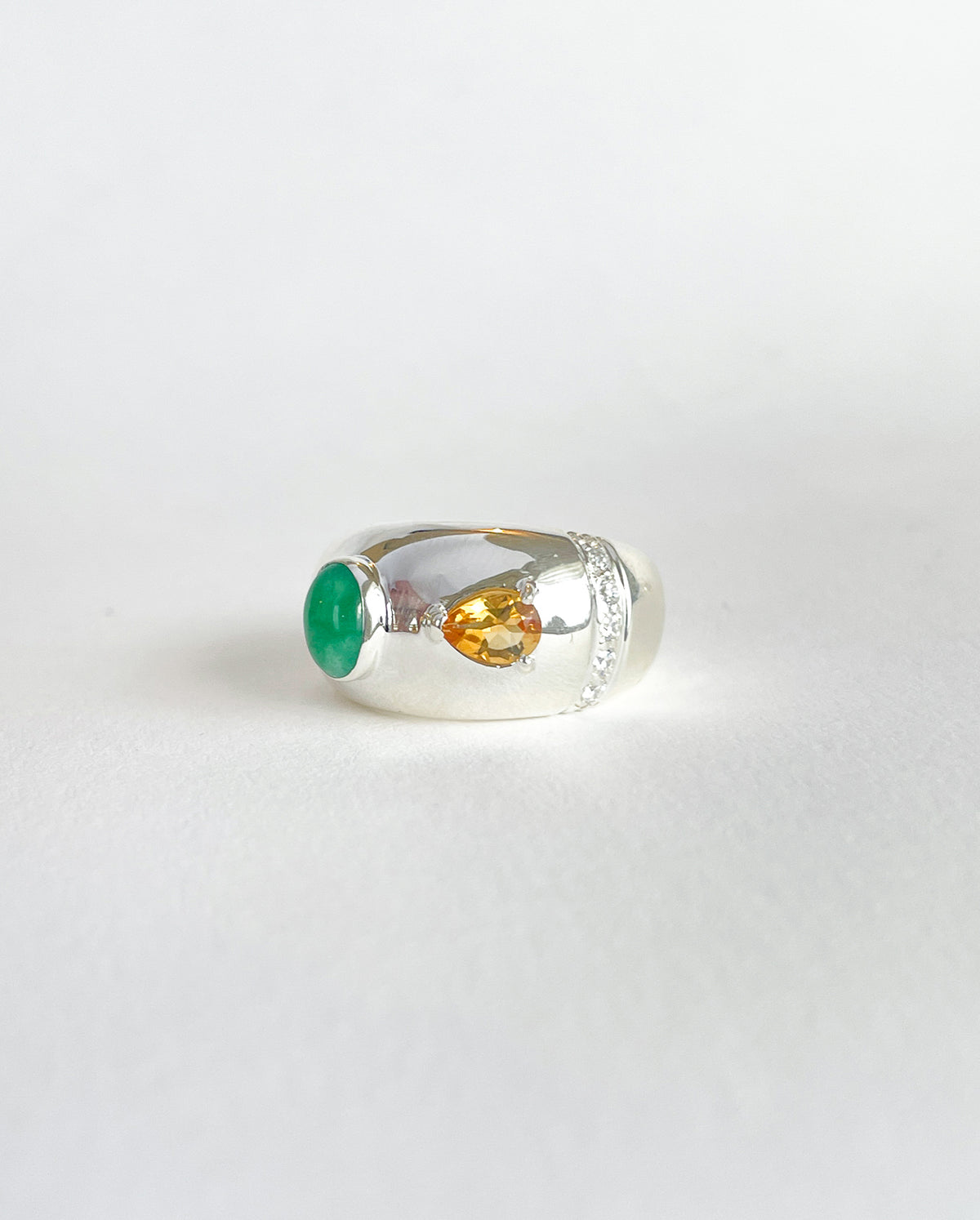 Bubble Bezel Ring Jade, Citrine & White Sapphires