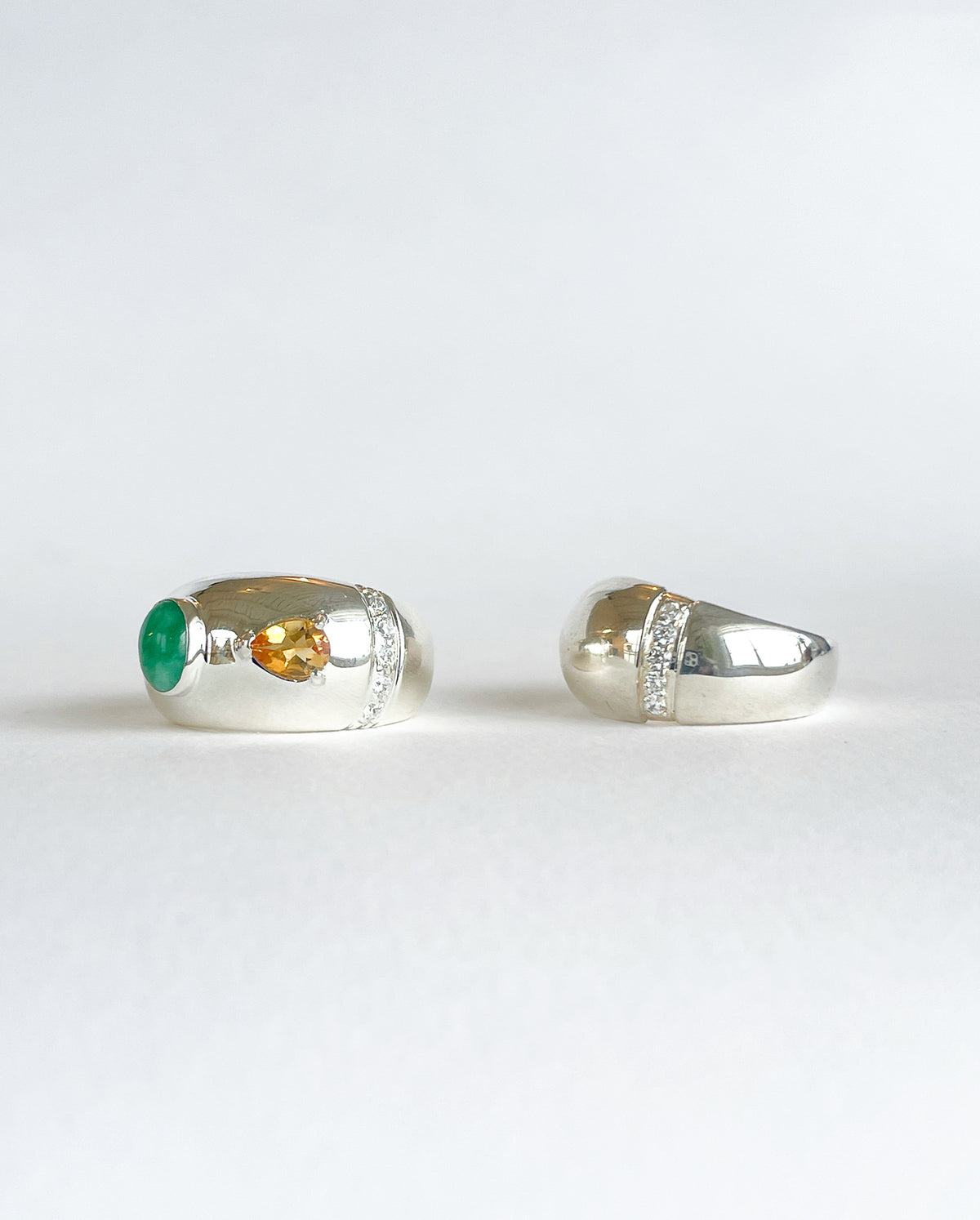 Bubble Bezel Ring Jade, Citrine & White Sapphires