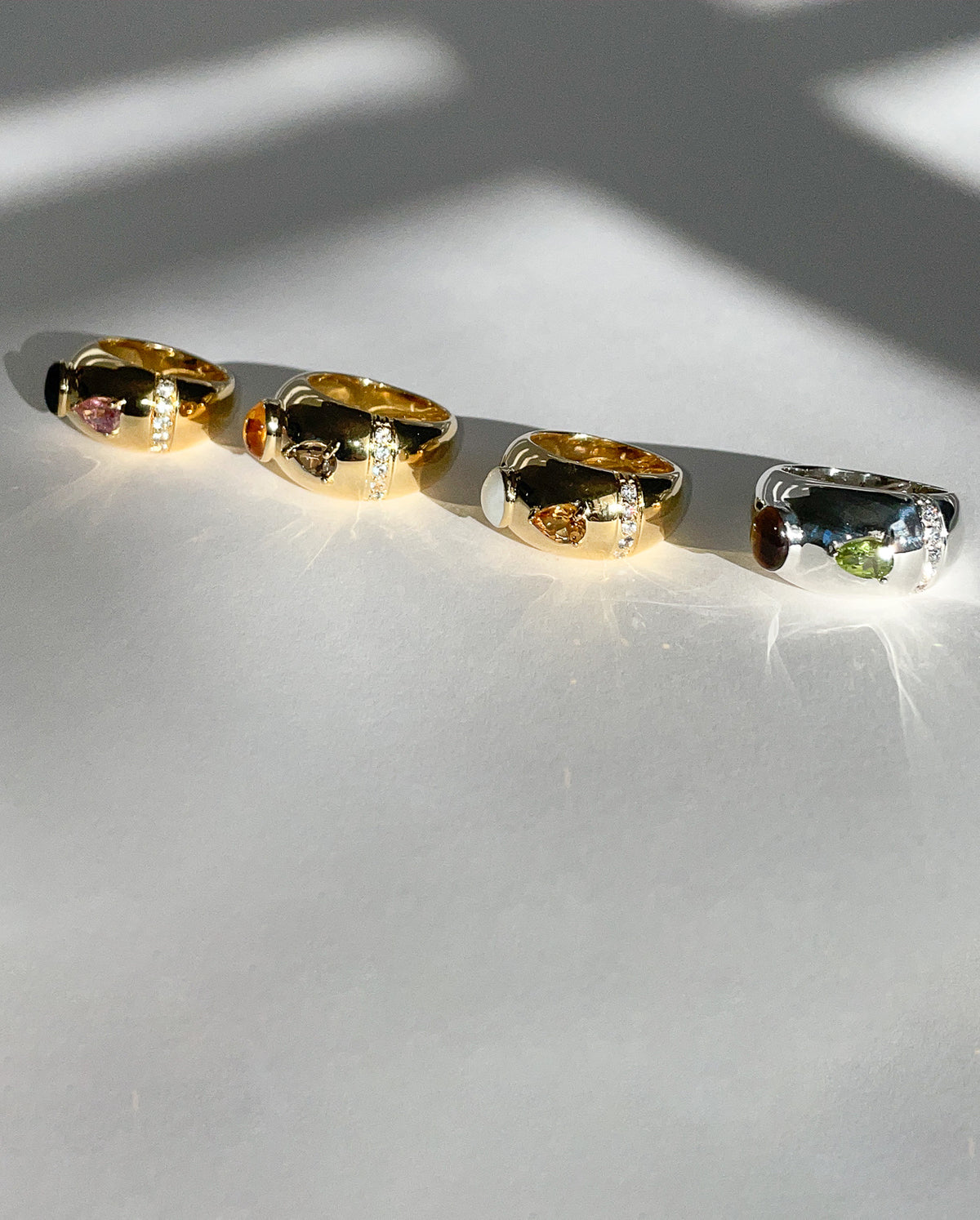 Bubble Bezel Ring Citrine & Mother Of Pearl