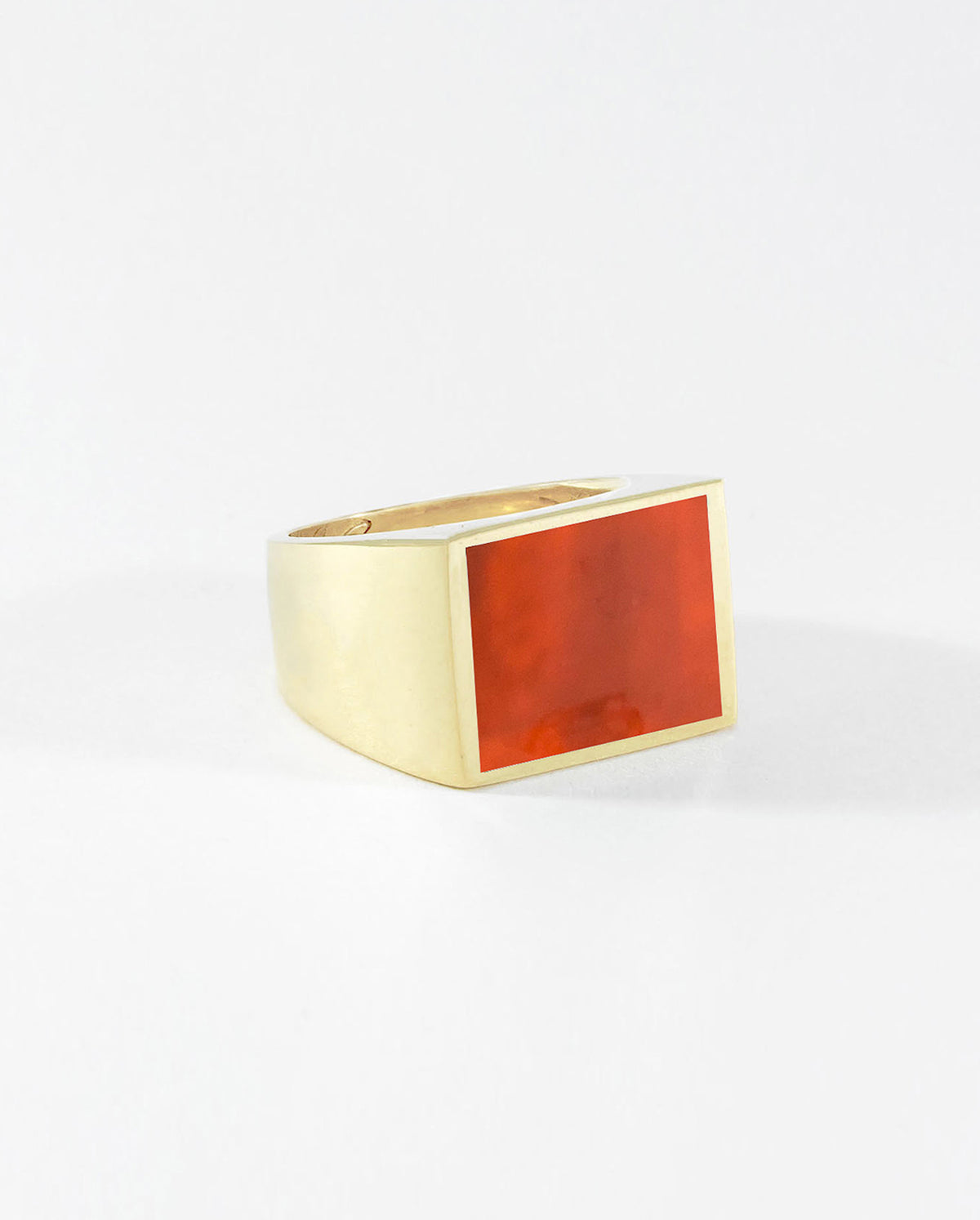 Signet Ring With Carnelian Inlay