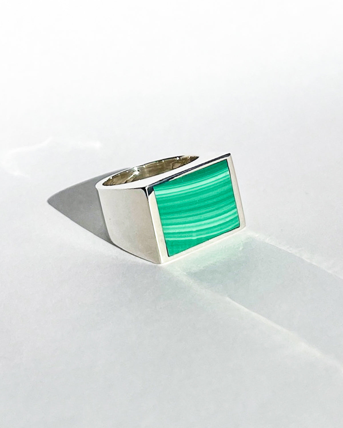 Signet Ring With Malachite Inlay