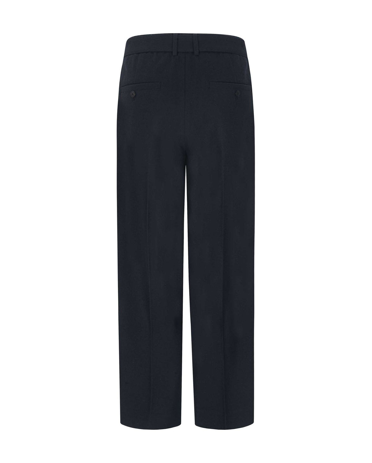 Wool Belted Trousers - Navy