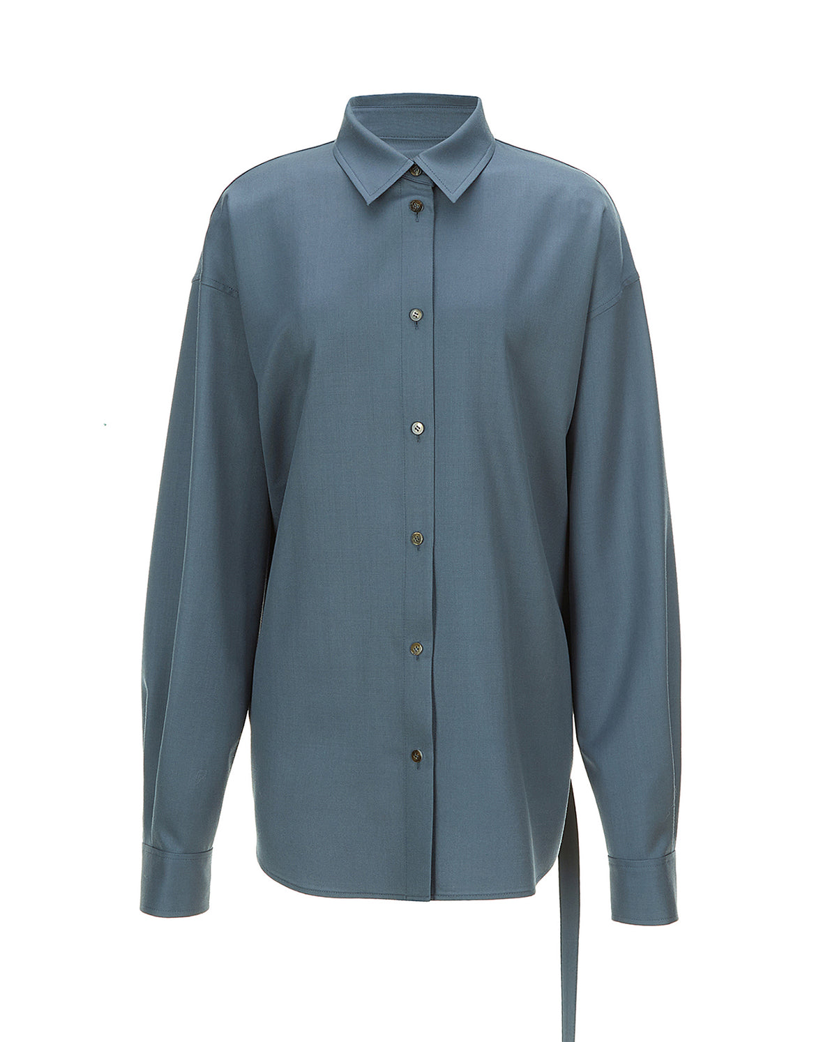 Backside Belted Wool Shirt - Blue