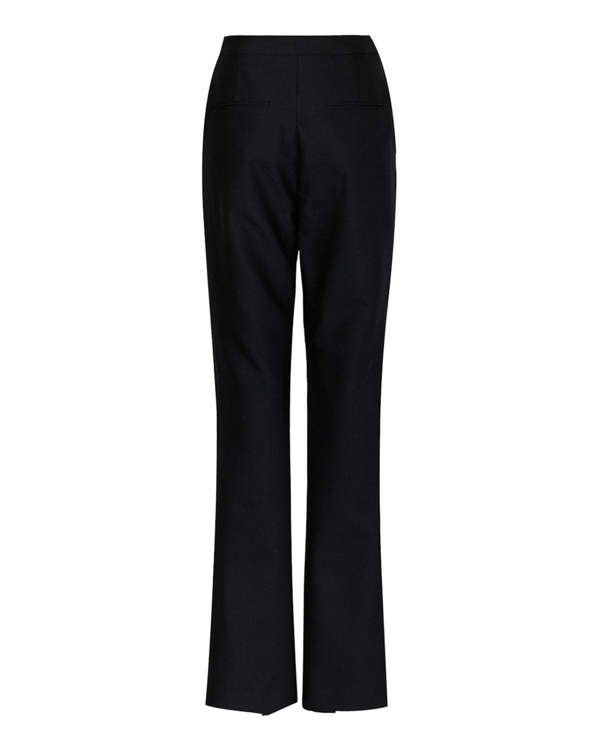 Wool Silk Front Slit Pants - Black