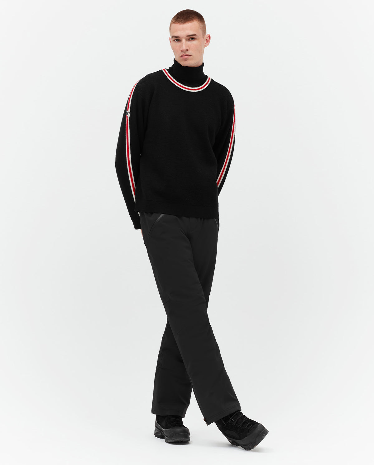 Boiled Wool Long Sleeve Sweater - Black