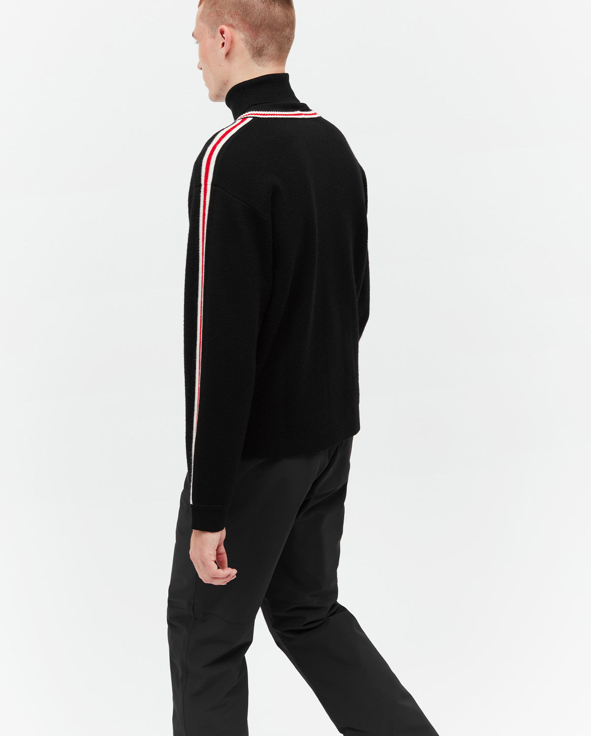 Boiled Wool Long Sleeve Sweater - Black