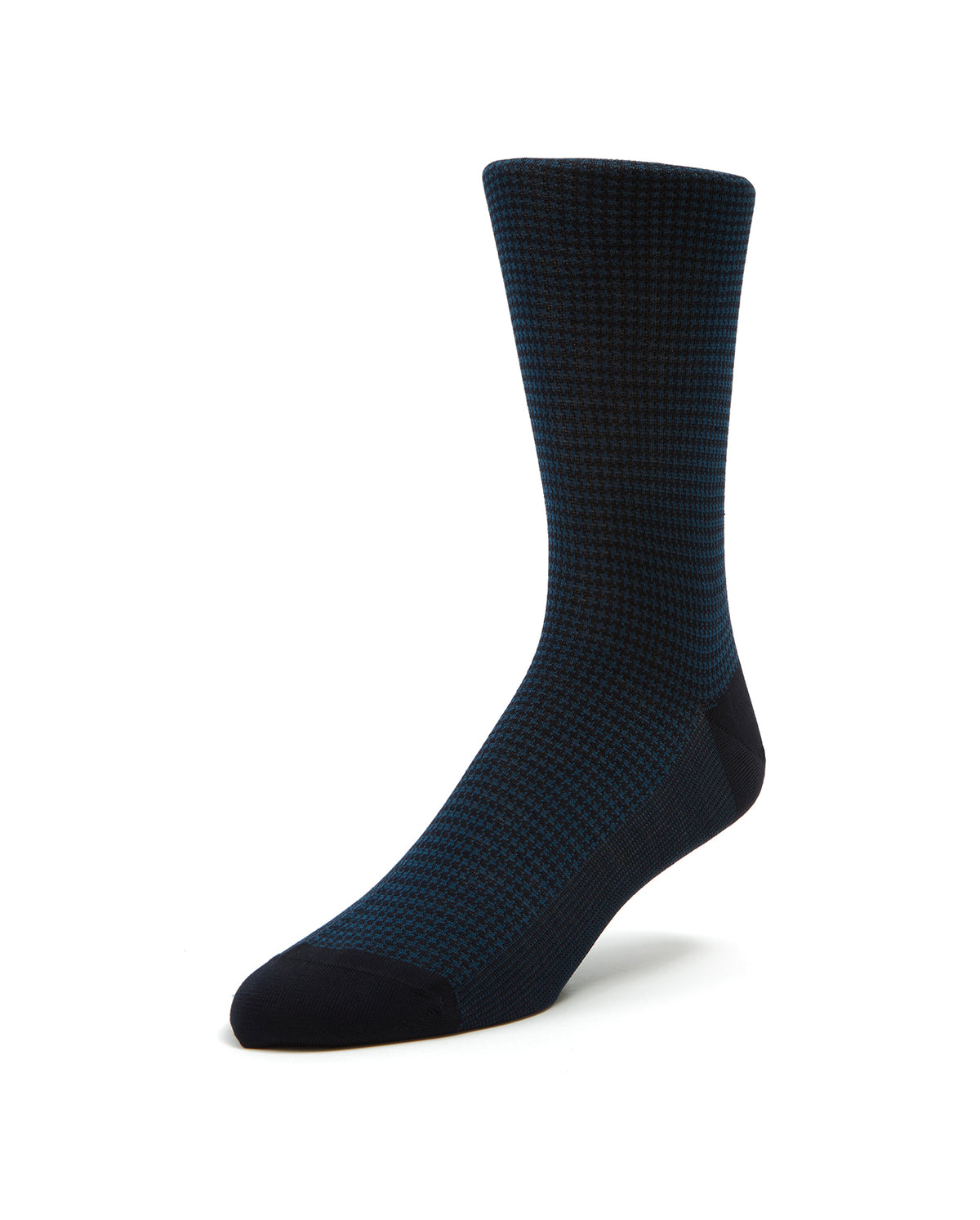 Houndstooth Calf Length Socks - Navy