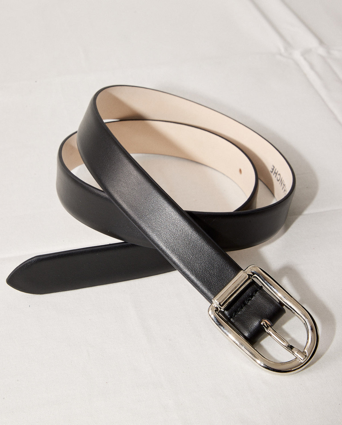 Mija Classic Leather Belt - Black/Silver