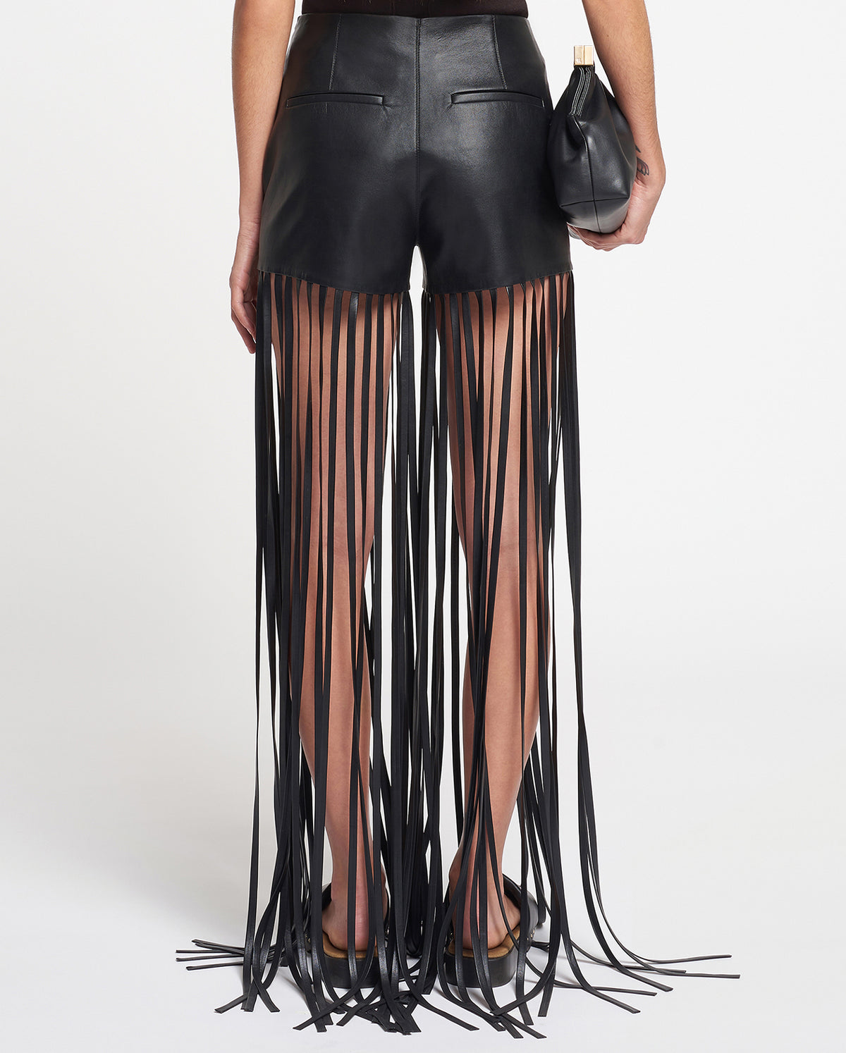 Amalee Fringe Shorts In Regenerated Leather