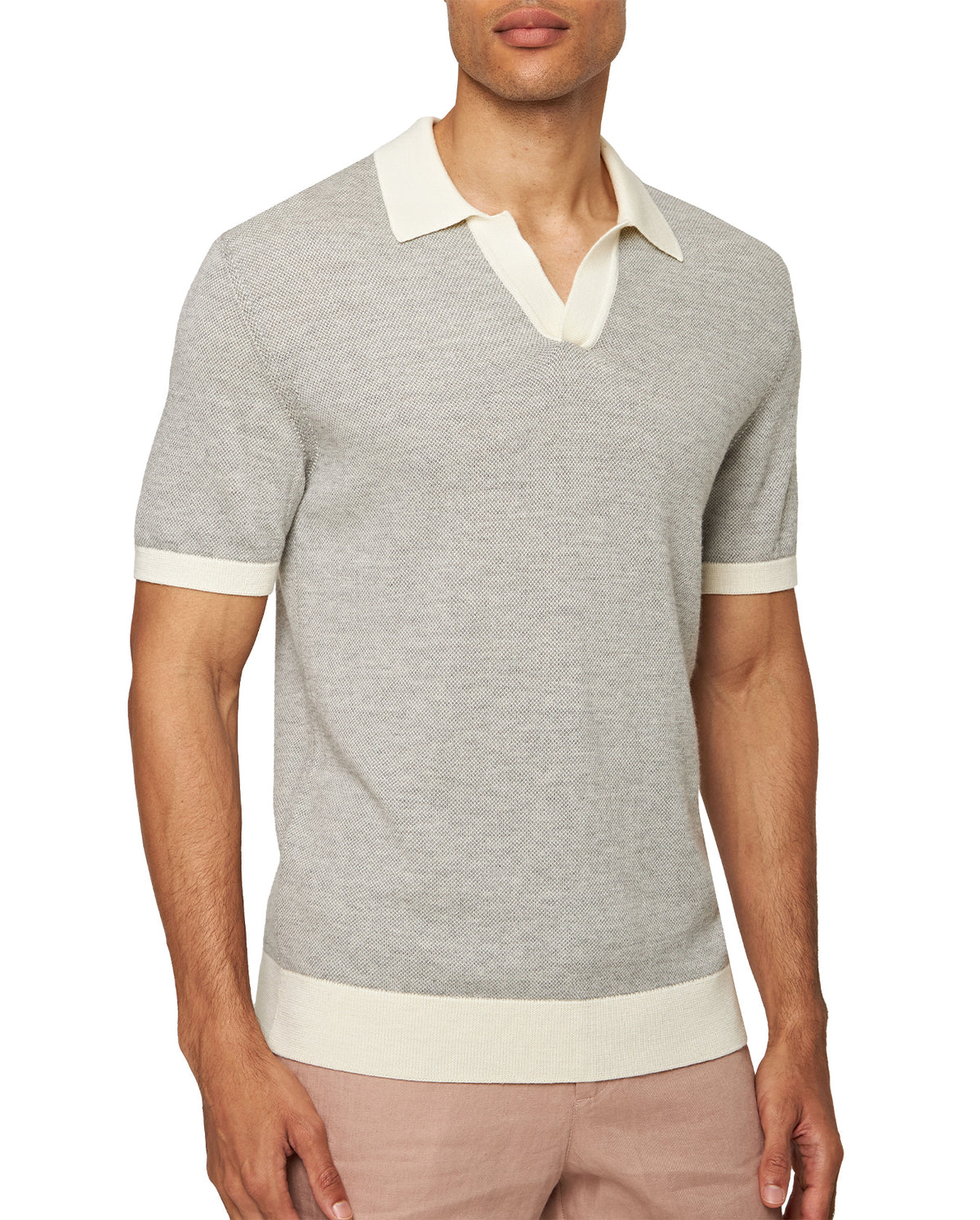 Horton Merino Mixed Texture Polo Shirt