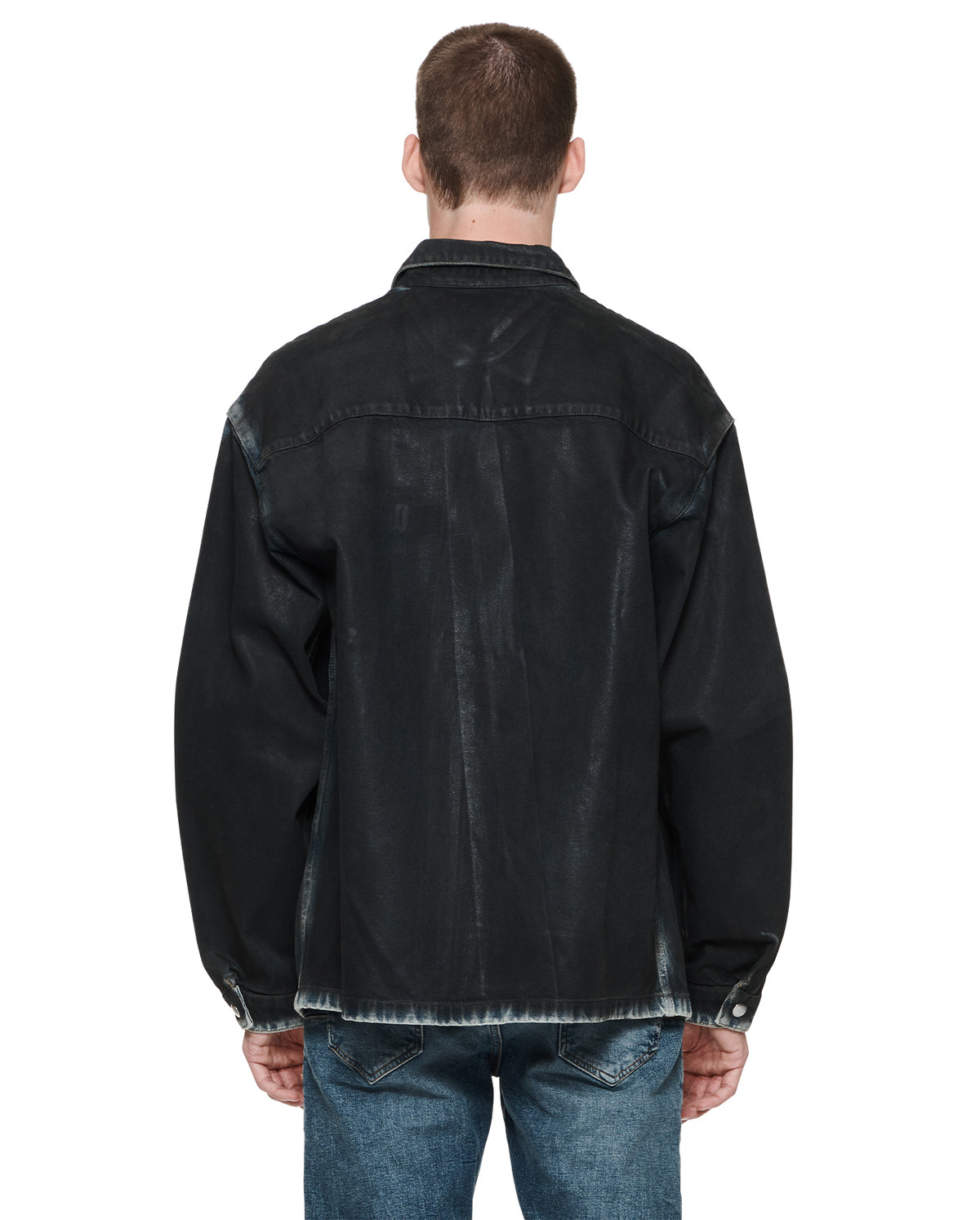 Coated Shirt Jacket - Black