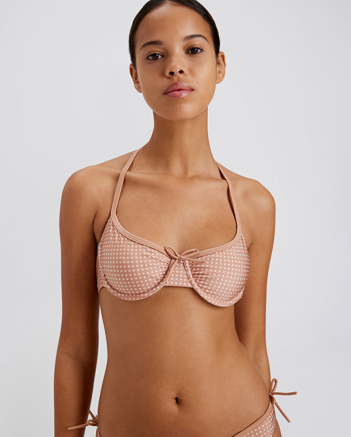 The Sydney Top - Taupe Polka Dot