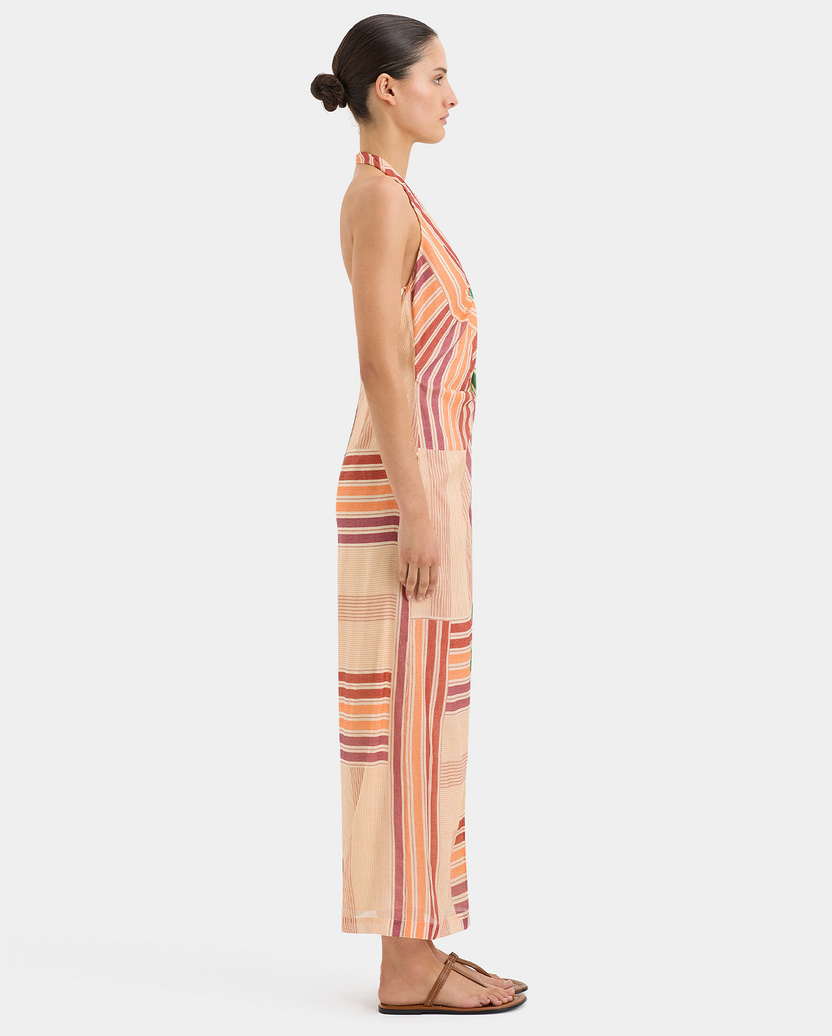 Marisol Twist Midi Dress - Patchwork Stripe