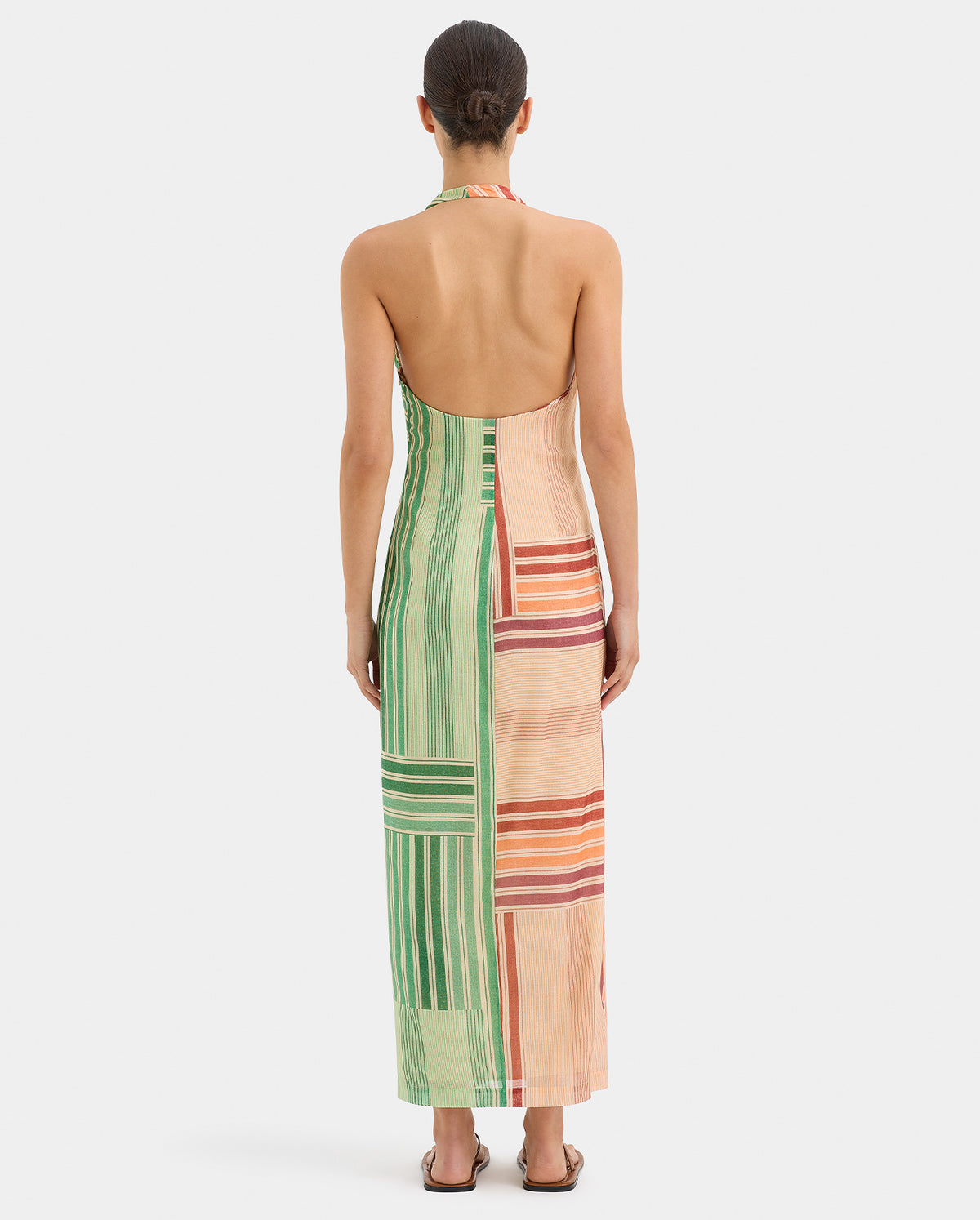 Marisol Twist Midi Dress - Patchwork Stripe