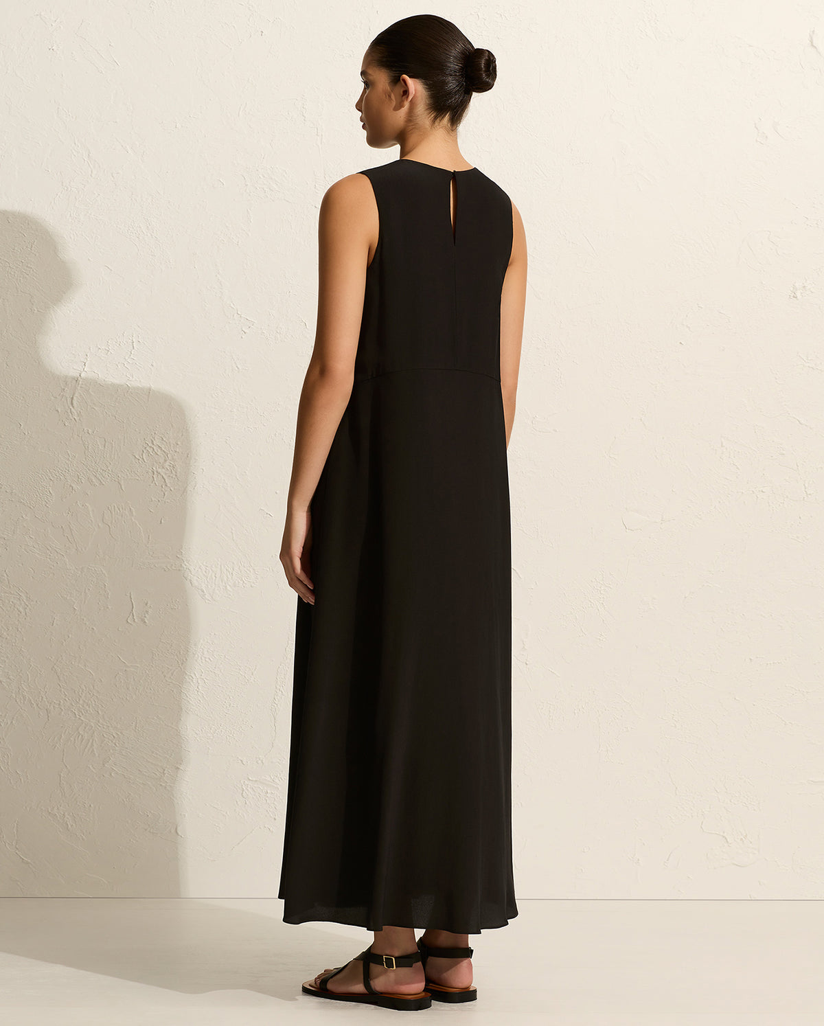 Curved Waist Midi Dress - Black