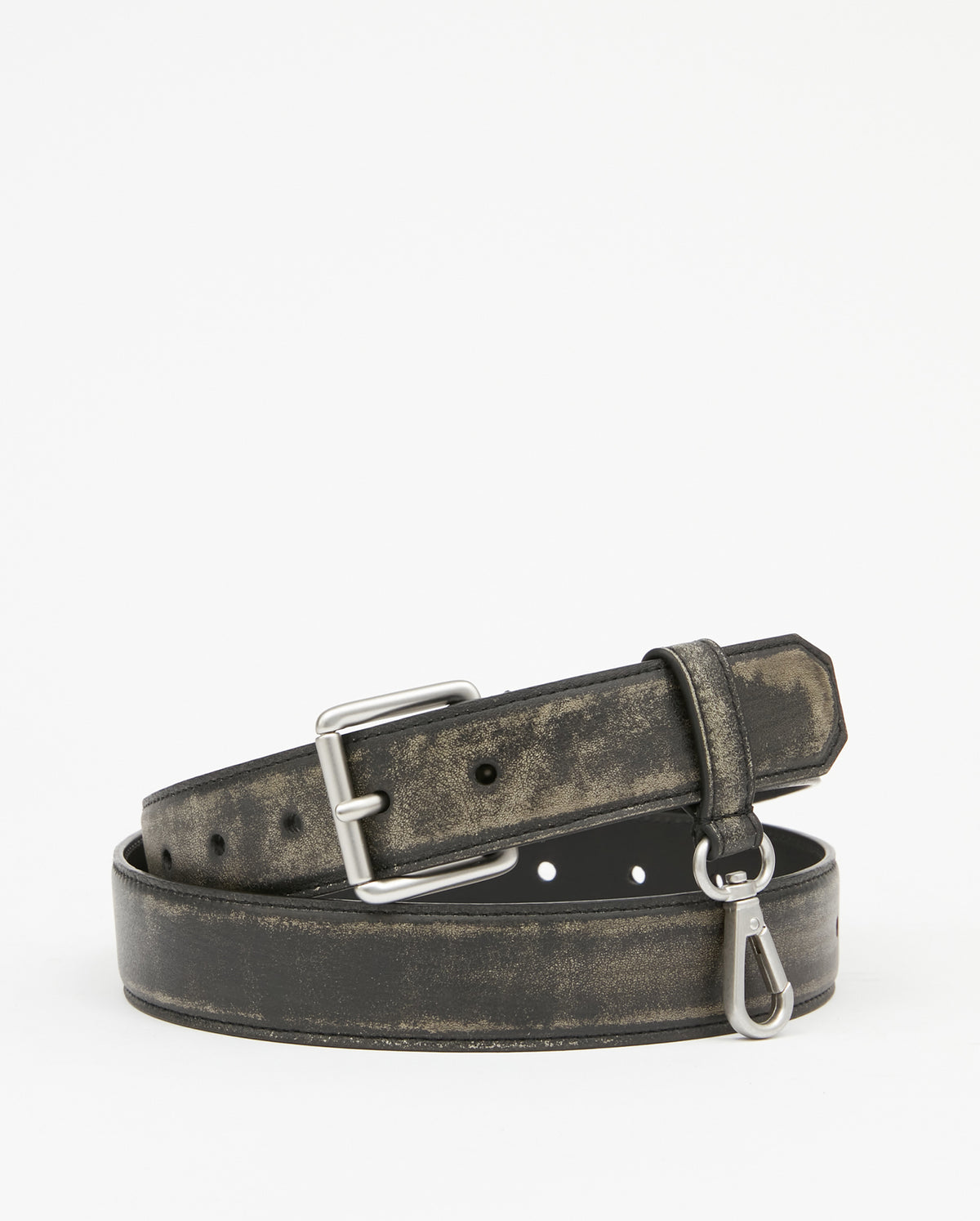 Distressed Leather Belt - Black