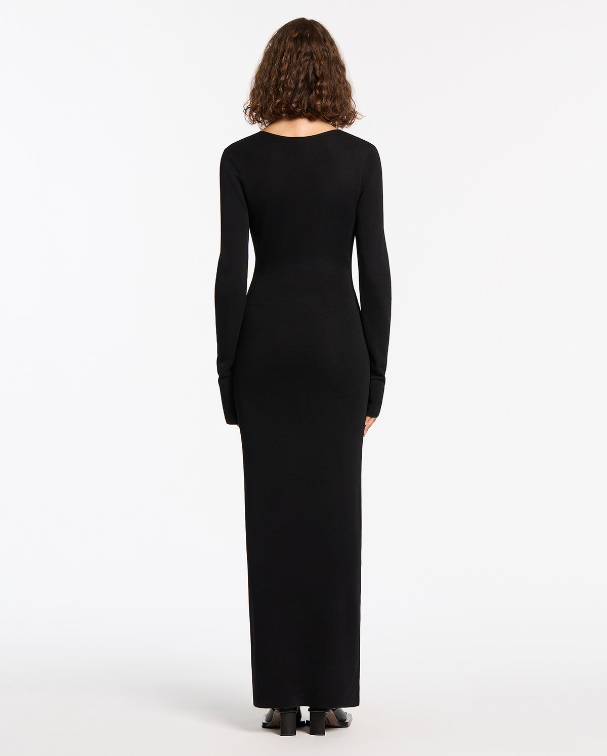 Kinetic Beaded Long Sleeve Midi Dress - Black