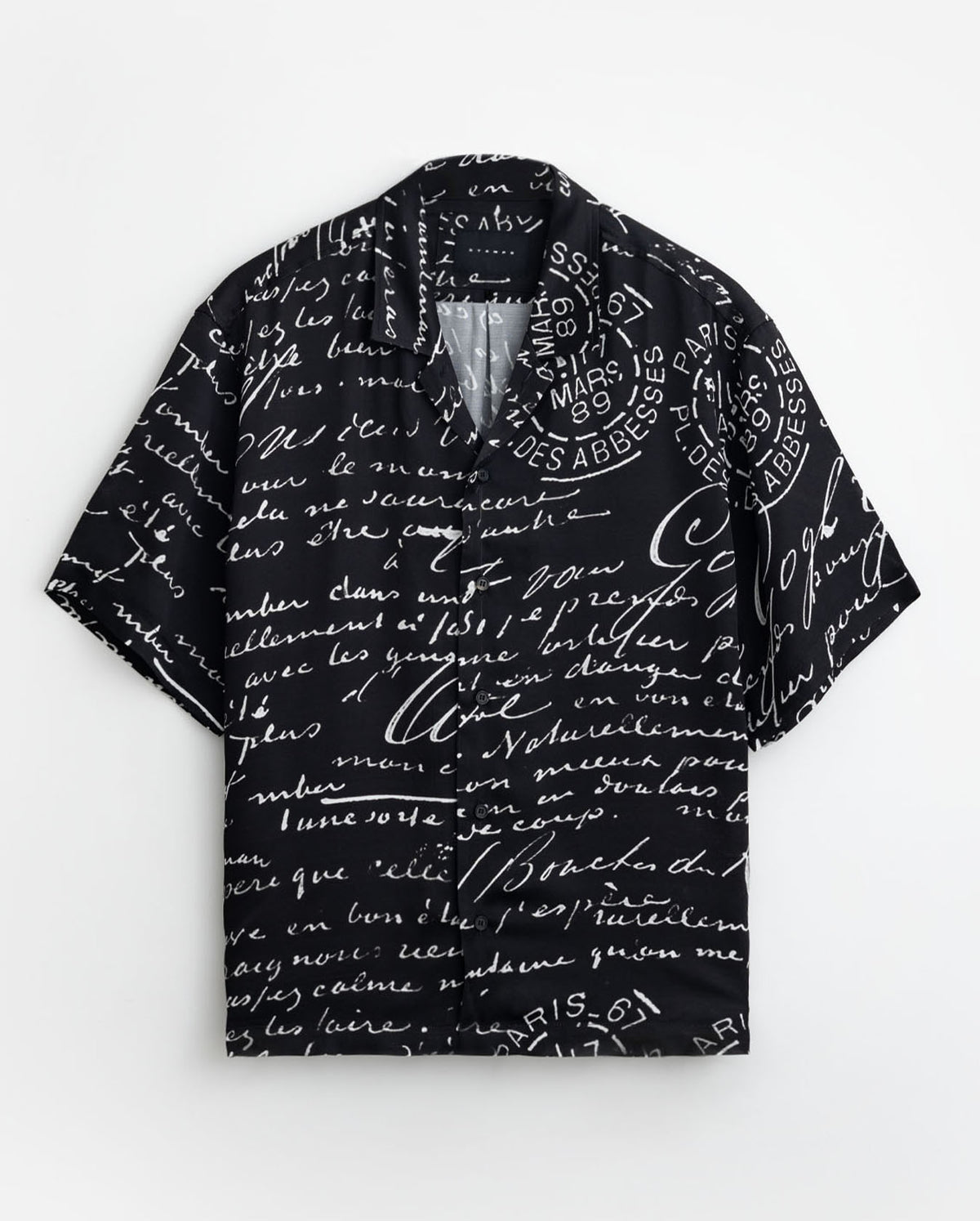 Letter Camp Collar Shirt - Black