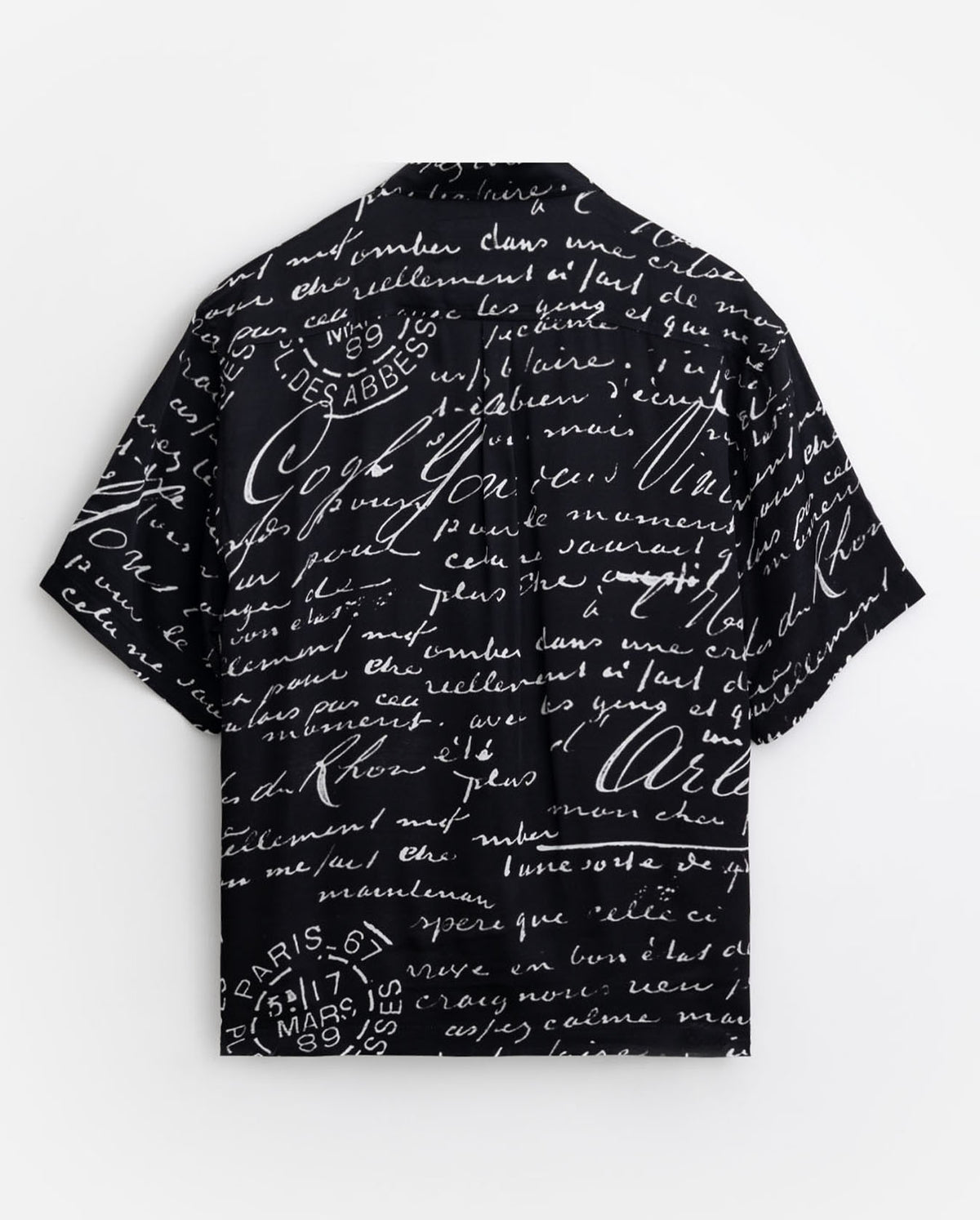 Letter Camp Collar Shirt - Black