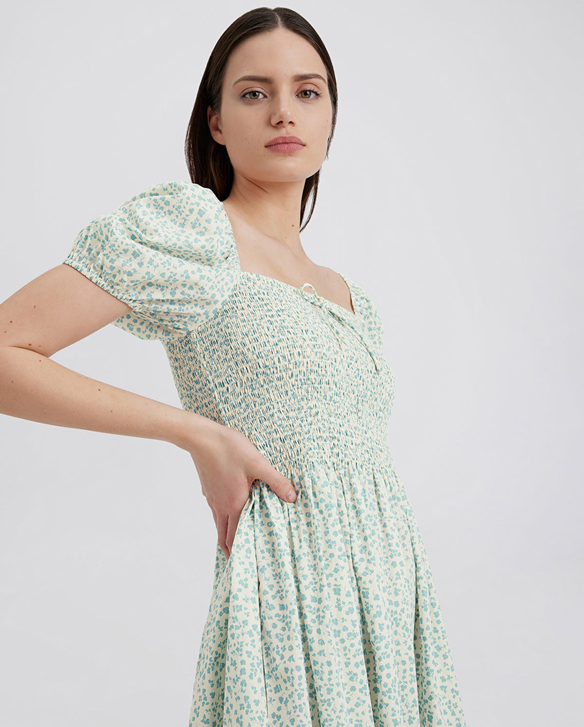 The Corrina Dress - Ditsy Floral Hot Spring
