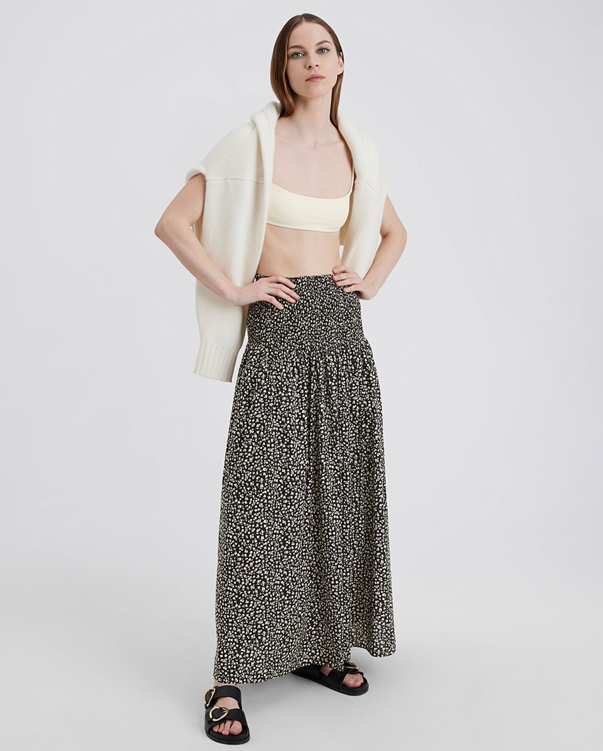 The Zaria Skirt - Ditsy Floral Noir